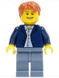 LEGO cty0506 Dark Blue Jacket, Light Blue Shirt, Sand Blue Legs, Dark Orange Short Tousled Hair